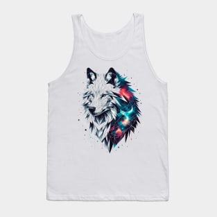 Cosmic Canine: Geometric Wolf Tank Top